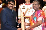 Chiranjeevi Padma Vibhushan video, Ram Charan, chiranjeevi receives padma vibhushan, Upasana konidela