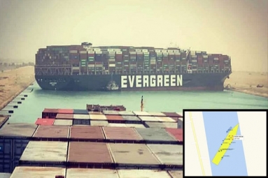 Egypt&#039;s Suez Canal blocked after a massive cargo shit turns sideways